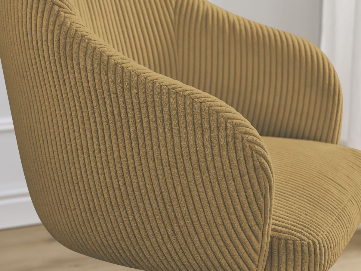 Set SOPHIE stoelen in corduroy stof en Scandinavische houten poten
