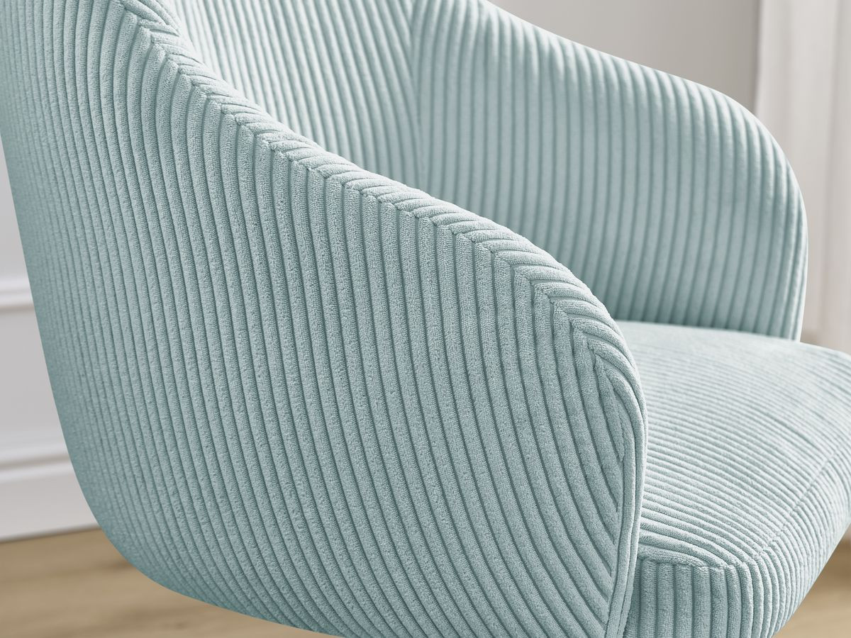 Set SOPHIE stoelen in corduroy stof en Scandinavische houten poten