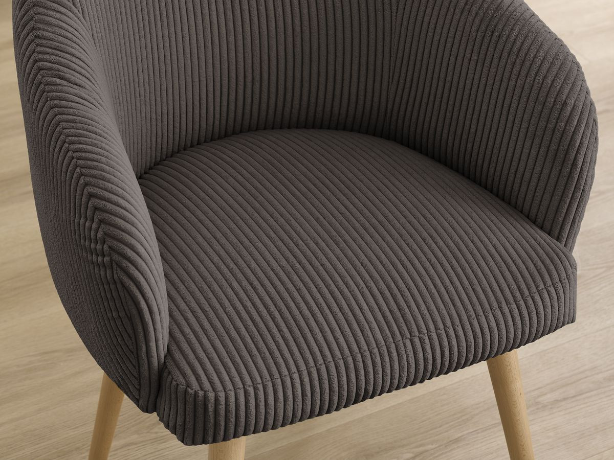 Lot de chaises SOPHIE tissu velours côtelé et pieds scandinaves bois