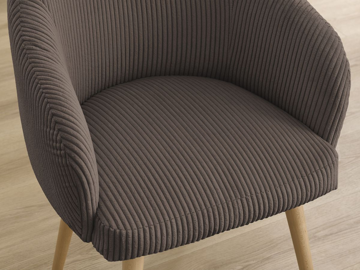Lot de chaises SOPHIE tissu velours côtelé et pieds scandinaves bois