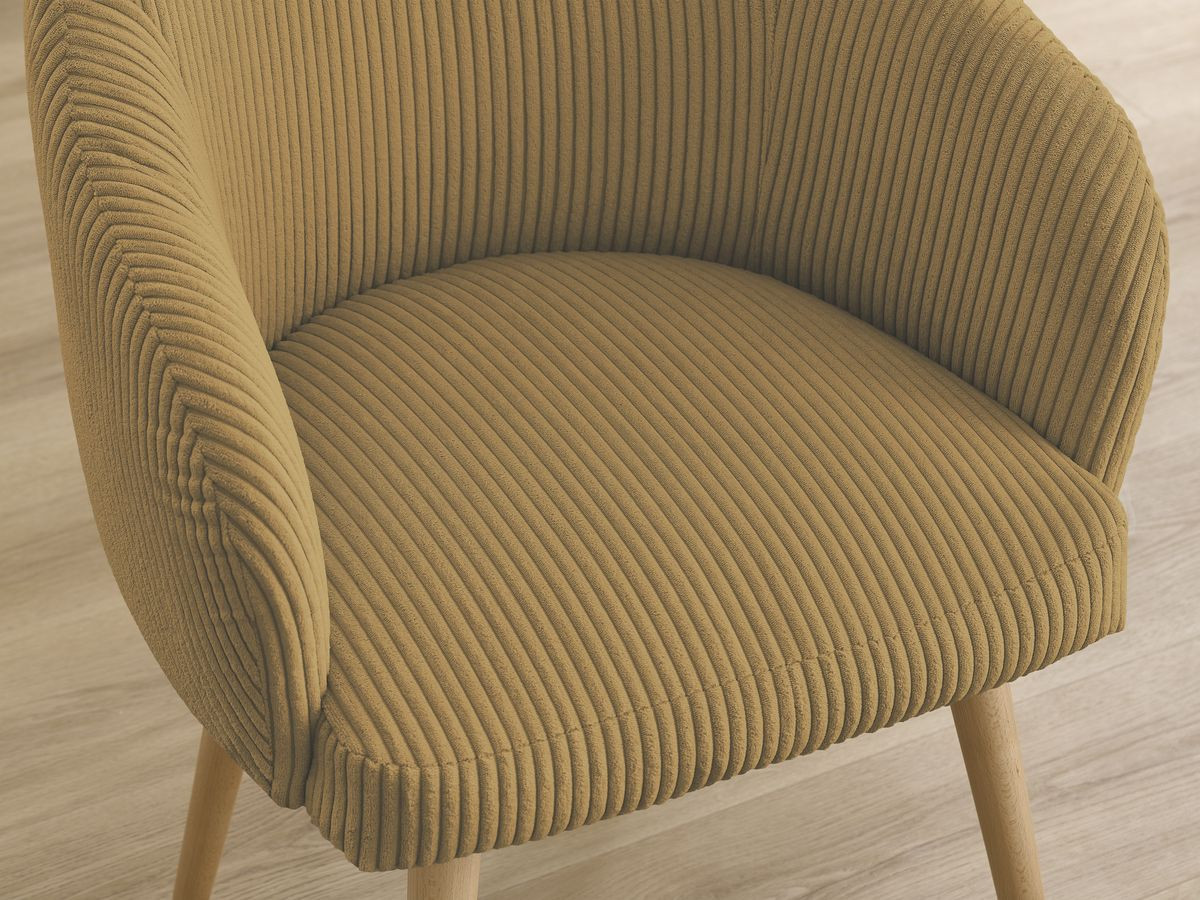 Lot de chaises SOPHIE tissu velours côtelé et pieds scandinaves bois