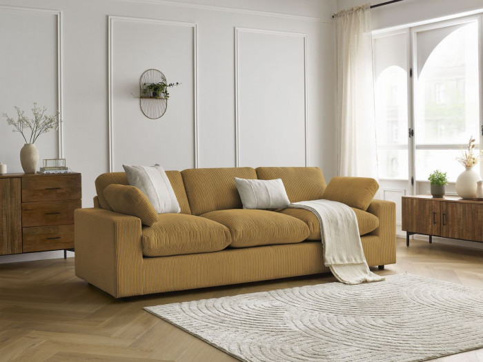 Canapé droit fixe 3 places BELAIR velours côtelé