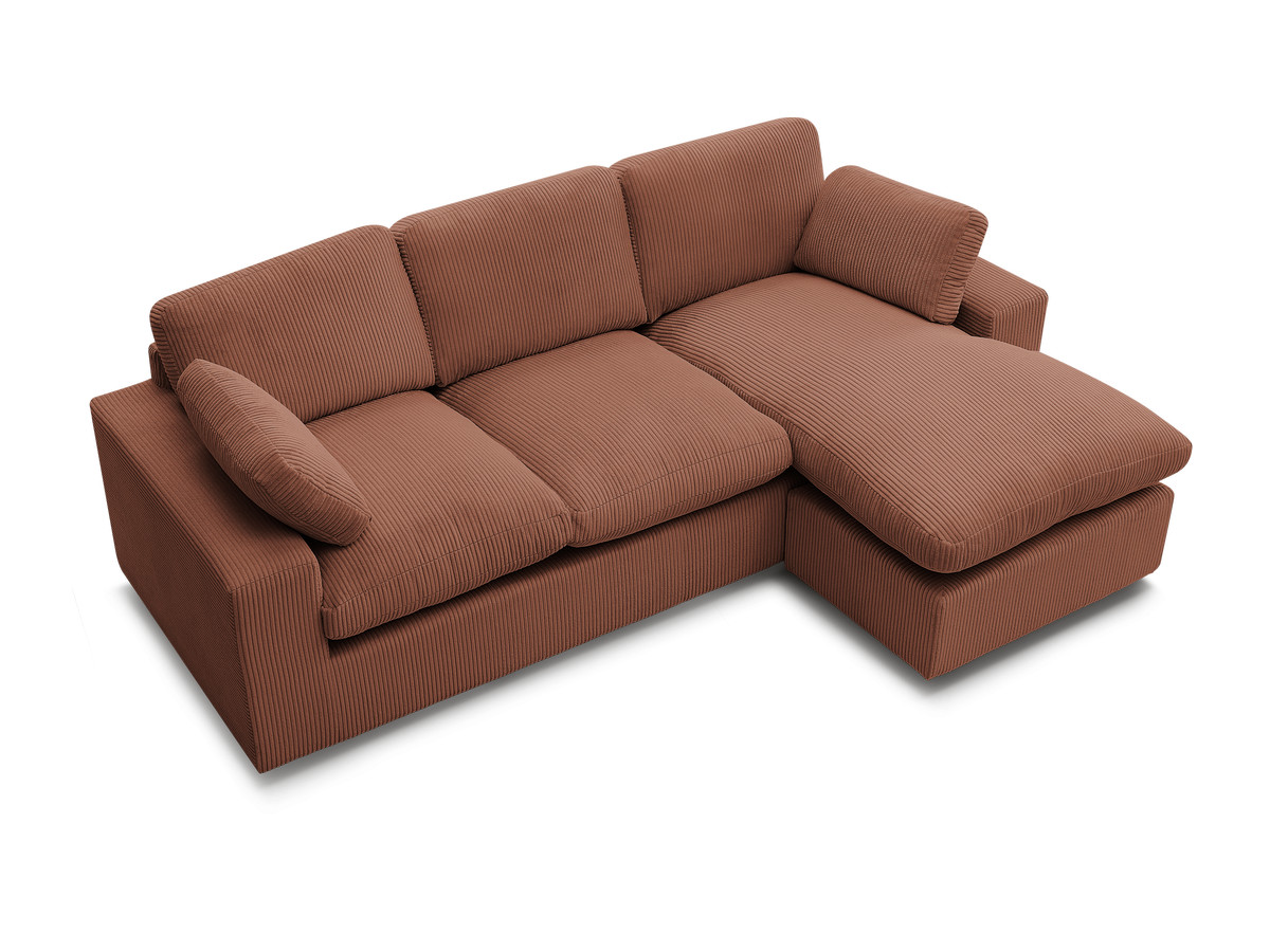 Canapé d'angle fixe EVEREST tissu chiné - Orange - Angle droit - 10 coussins