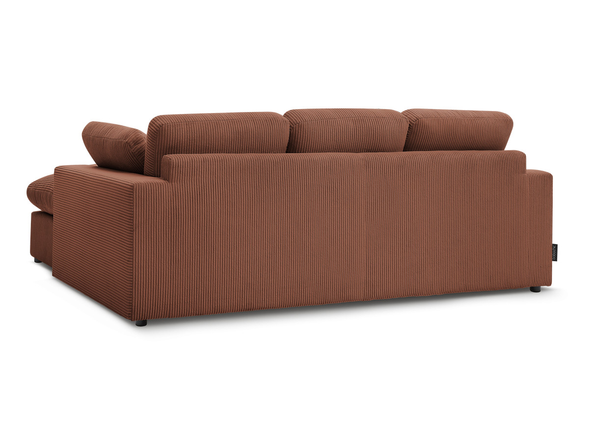 Canapé d'angle fixe EVEREST tissu chiné - Orange - Angle droit - 10 coussins
