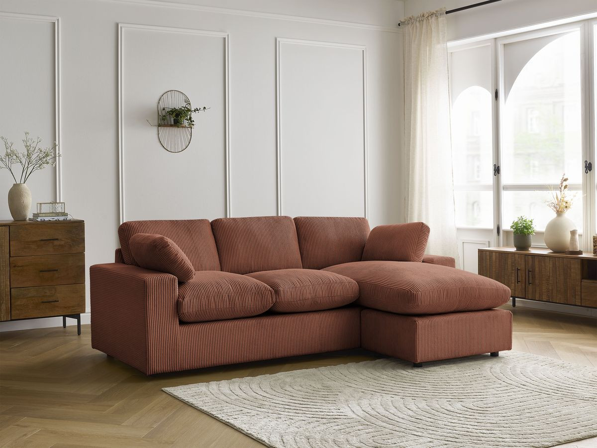BELAIR compacte omkeerbare corduroy hoekbank