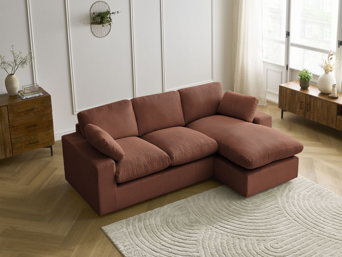 BELAIR compacte omkeerbare corduroy hoekbank