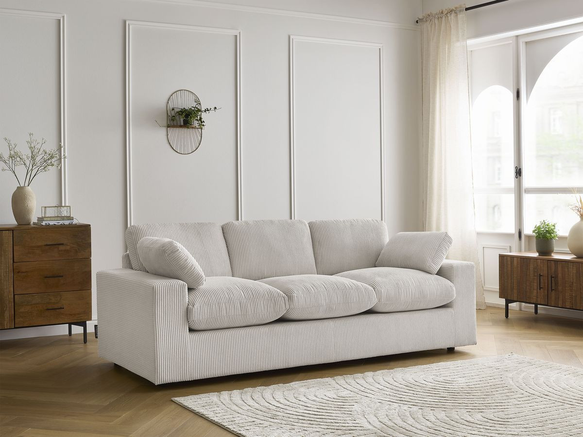 Canapé droit compact BELAIR velours côtelé beige — vue 5