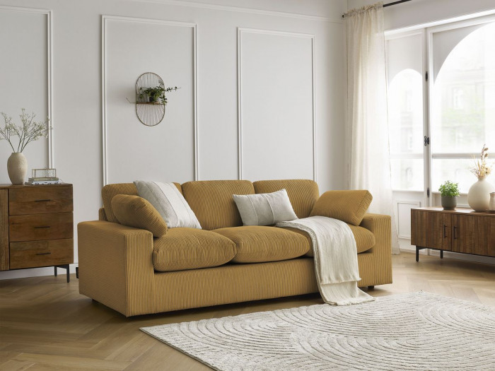 Canapé droit fixe compact BELAIR velours côtelé