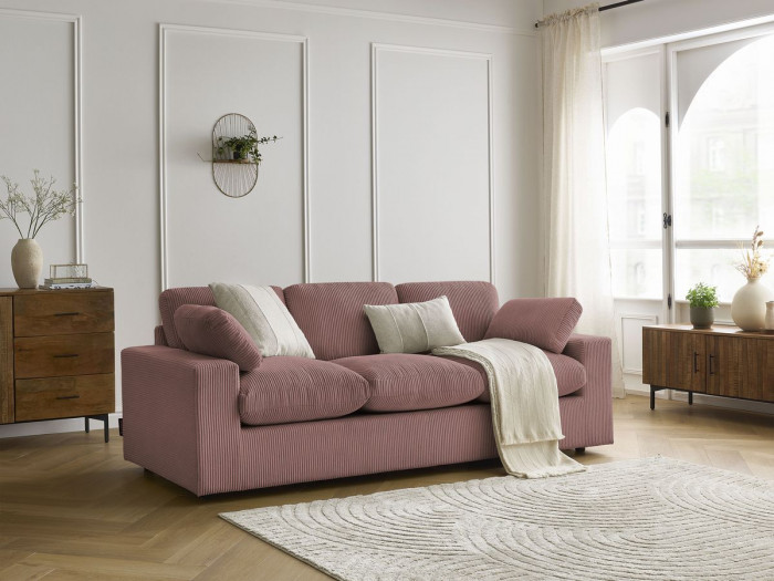 Canapé droit fixe compact BELAIR velours côtelé