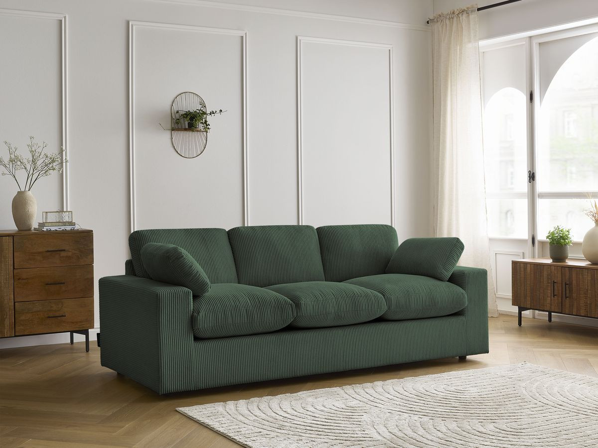 Canapé droit compact BELAIR velours côtelé vert — vue 5