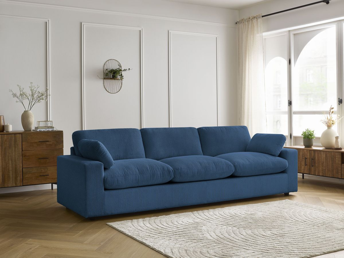 Canapé droit 4 places BELAIR velours côtelé bleu foncé — vue 5