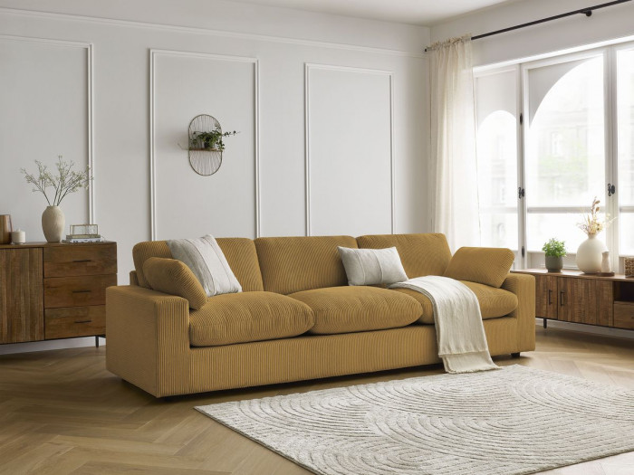 Canapé droit fixe 4 places BELAIR velours côtelé