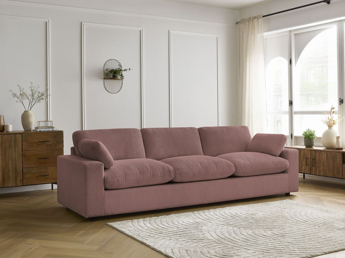 Canapé droit 4 places BELAIR velours côtelé rose — vue 5