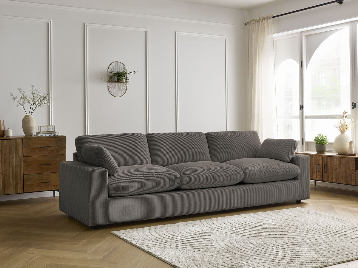 Canapé droit 4 places BELAIR velours côtelé taupe — vue 5