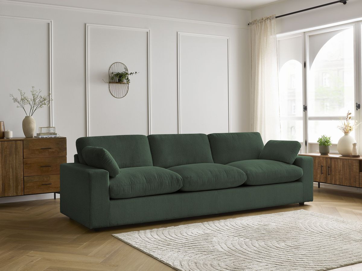 Canapé droit 4 places BELAIR velours côtelé vert — vue 5