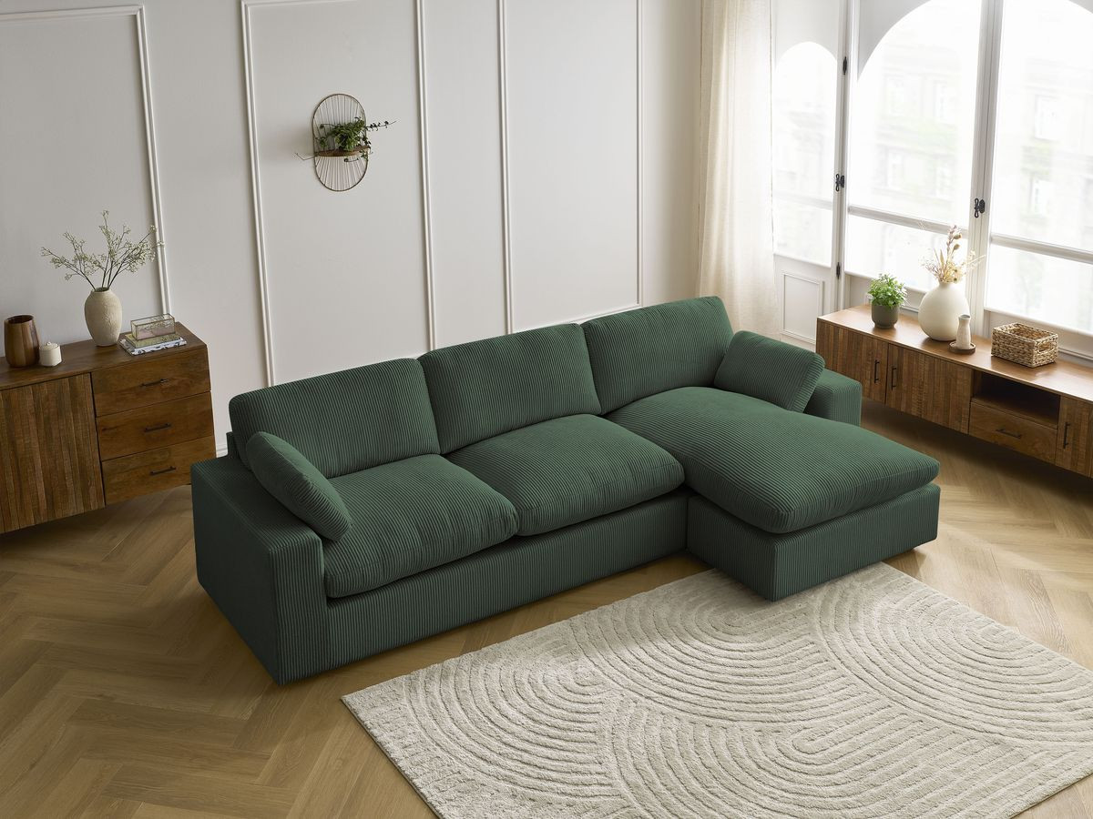 Canapé d'angle réversible BELAIR velours côtelé vert — vue 6