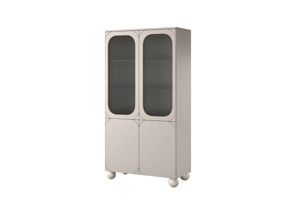 Rangement vitrine H.200 cm 4 portes TANYA pieds ronds