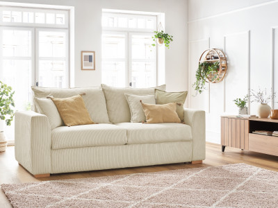 Canapé droit convertible ouverture express AUGUSTIN velours côtelé