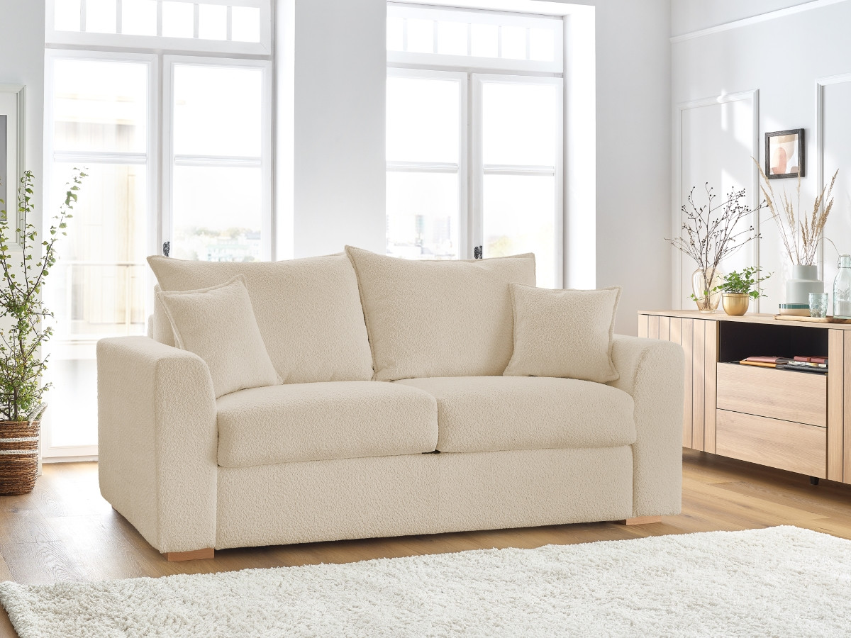 Canapé droit convertible AUGUSTIN bouclette beige — vue 5