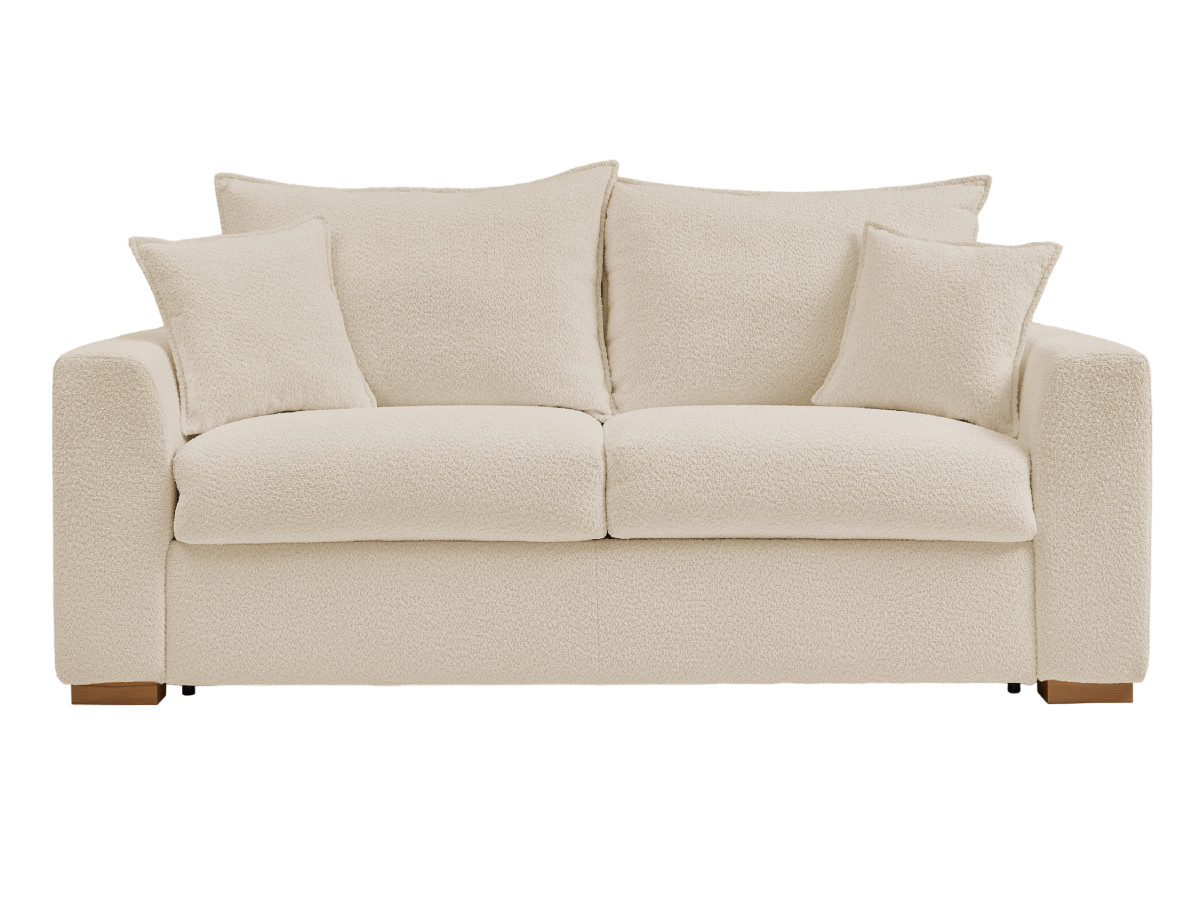 Canapé droit convertible ouverture express AUGUSTIN tissu bouclette