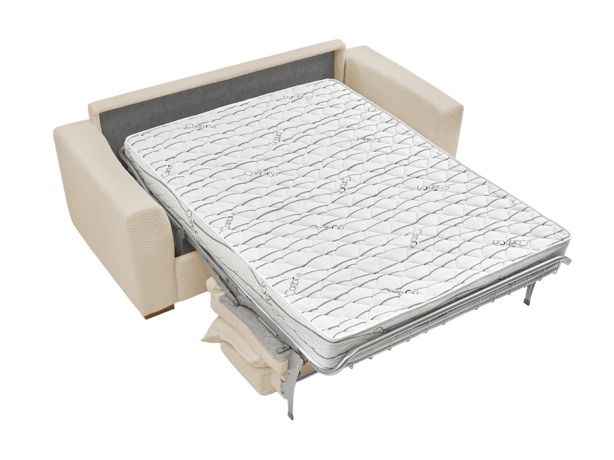 Canapé droit convertible ouverture express AUGUSTIN tissu bouclette