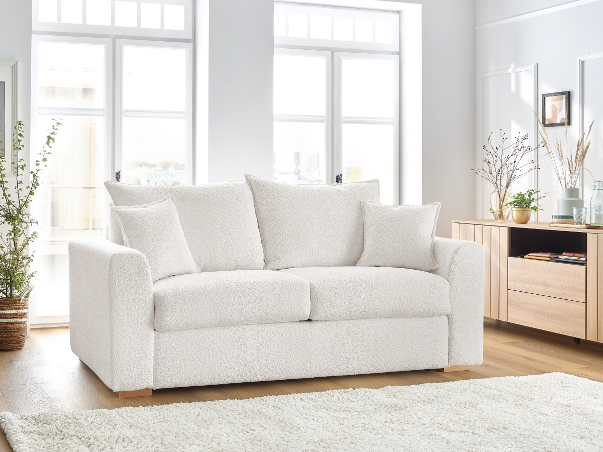 Canapé droit convertible AUGUSTIN bouclette blanc — vue 5