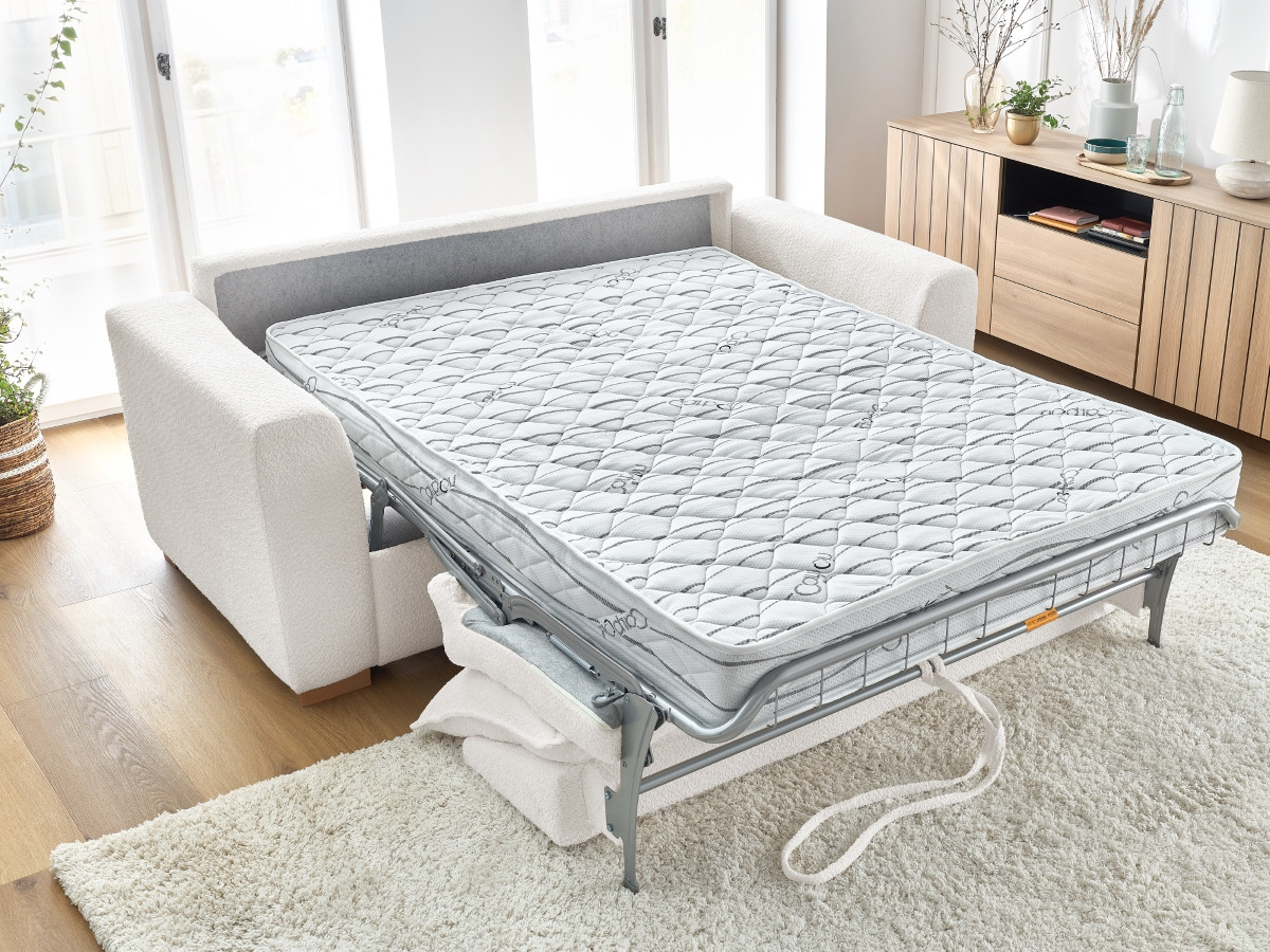 Canapé d'angle fixe EVEREST tissu chiné - Orange - Angle droit - 10 coussins