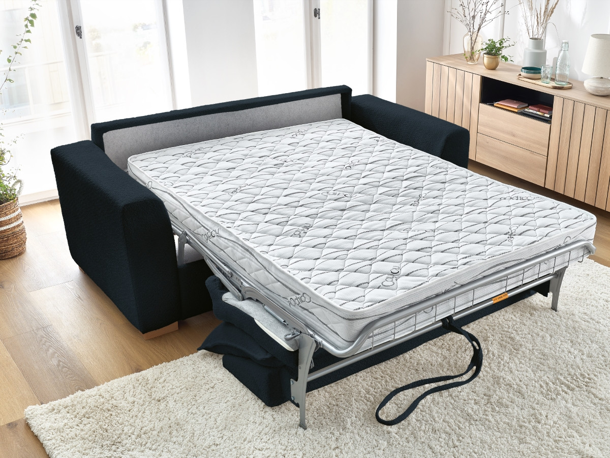 Canapé d'angle fixe EVEREST tissu chiné - Orange - Angle droit - 10 coussins