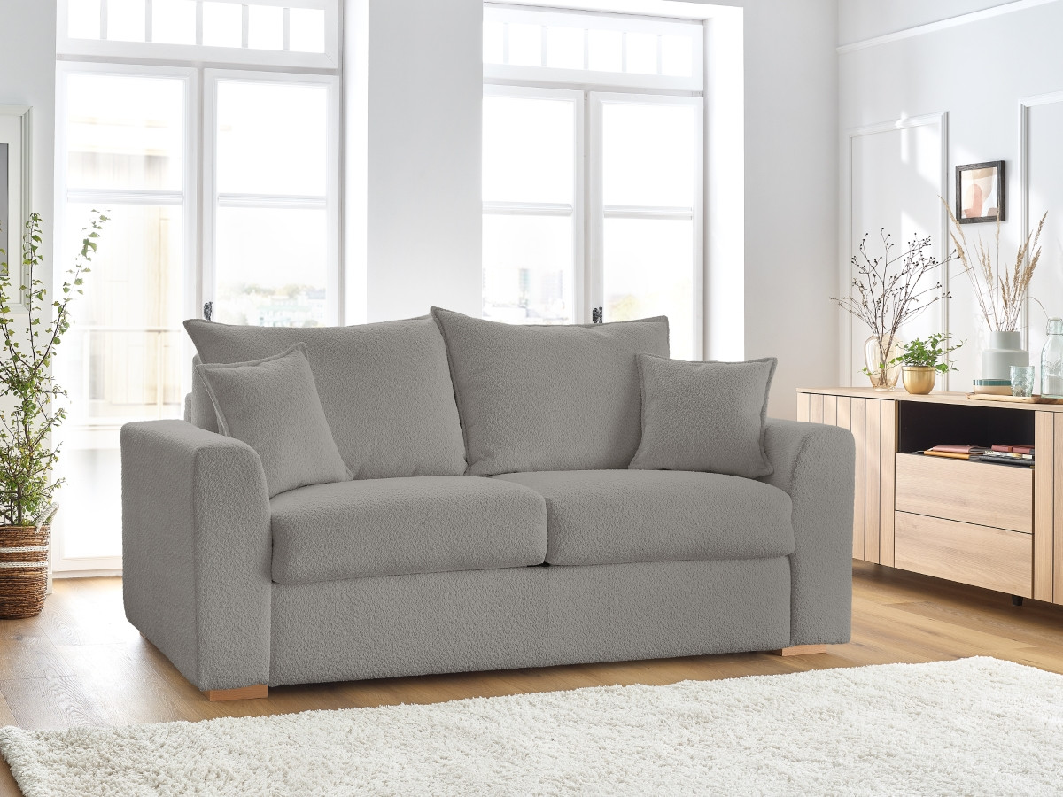 Canapé droit convertible AUGUSTIN bouclette gris clair — vue 5