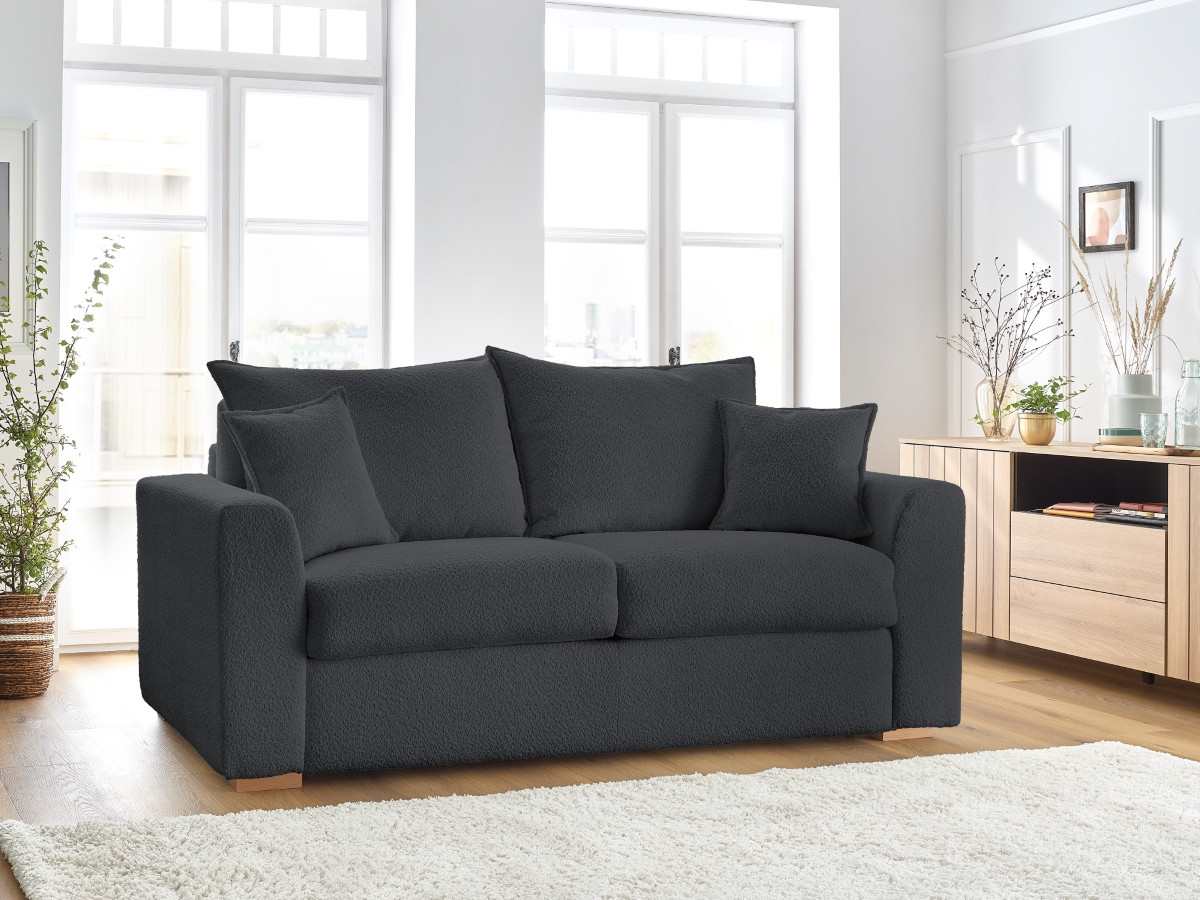 Canapé droit convertible AUGUSTIN bouclette gris foncé — vue 5