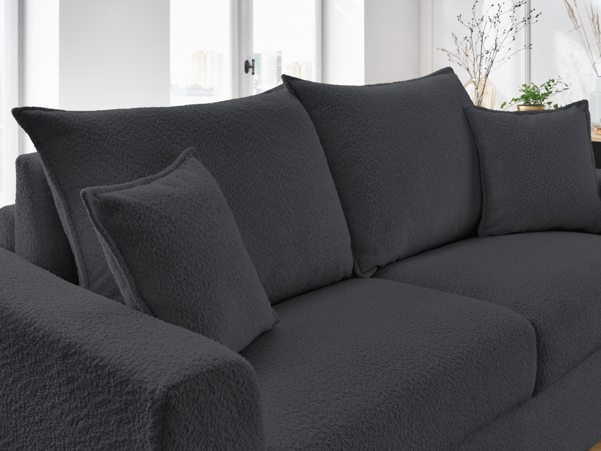 Canapé droit convertible ouverture express AUGUSTIN tissu bouclette