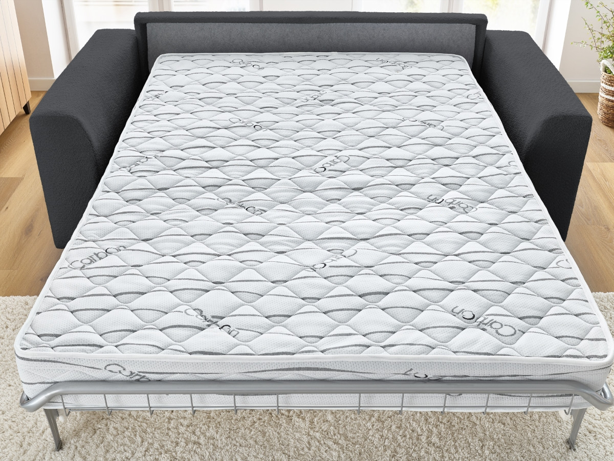 Canapé droit convertible ouverture express AUGUSTIN tissu bouclette