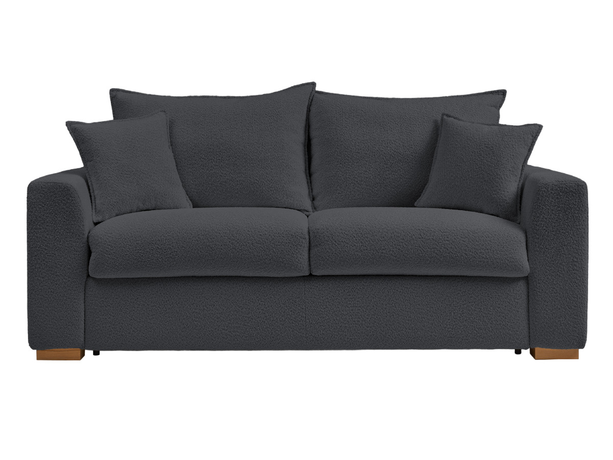 Canapé droit convertible ouverture express AUGUSTIN tissu bouclette