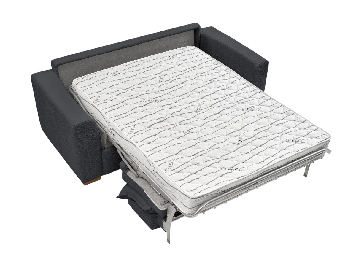 Canapé droit convertible ouverture express AUGUSTIN tissu bouclette