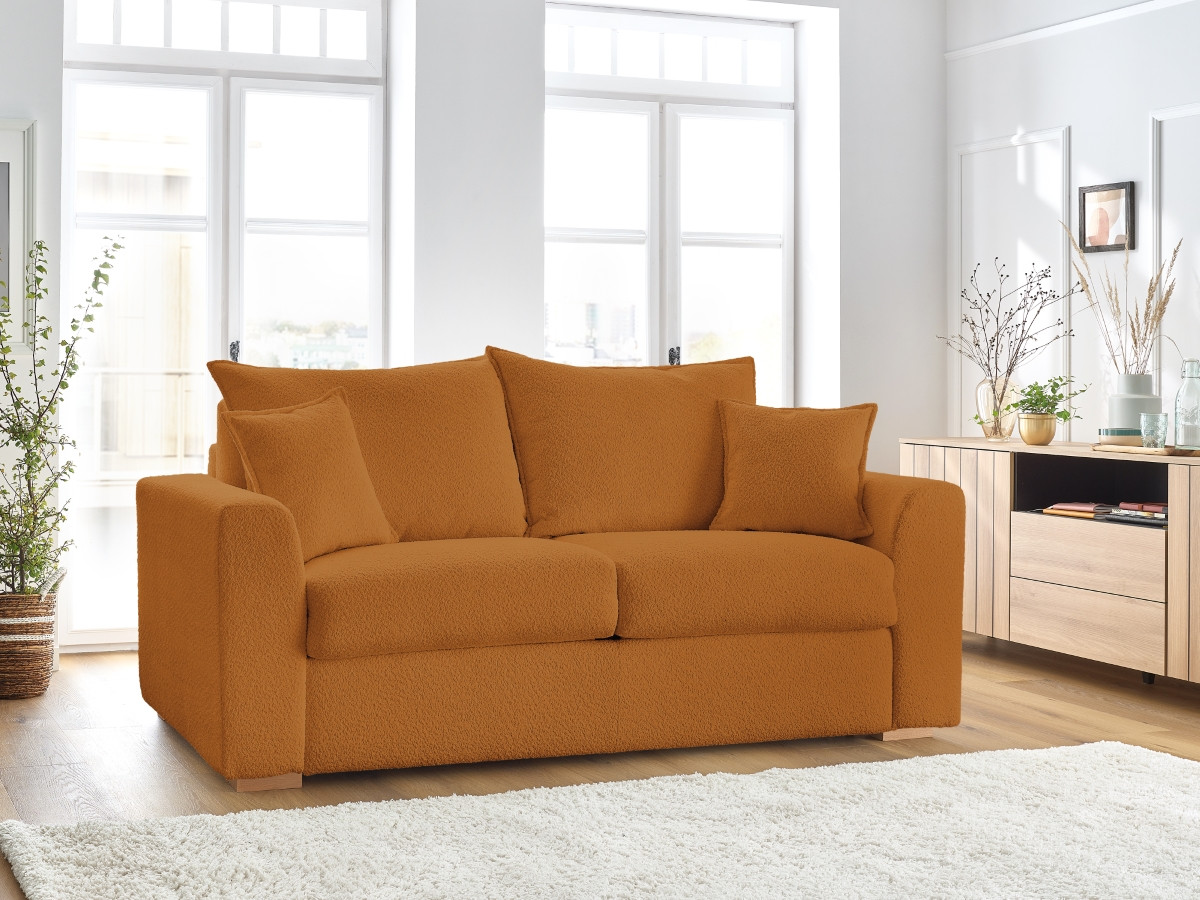 Canapé droit convertible AUGUSTIN bouclette jaune — vue 5