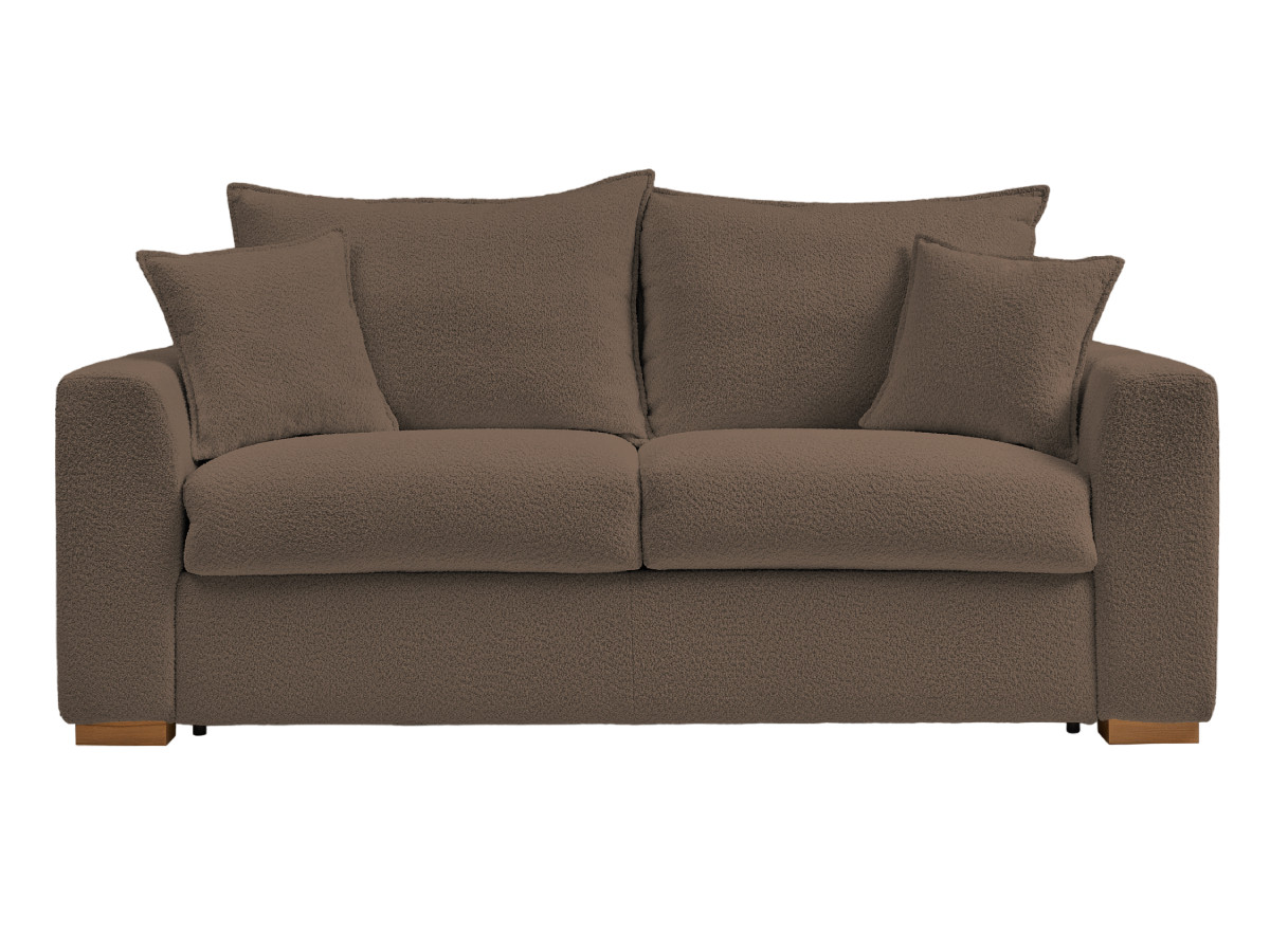 Canapé droit convertible ouverture express AUGUSTIN tissu bouclette