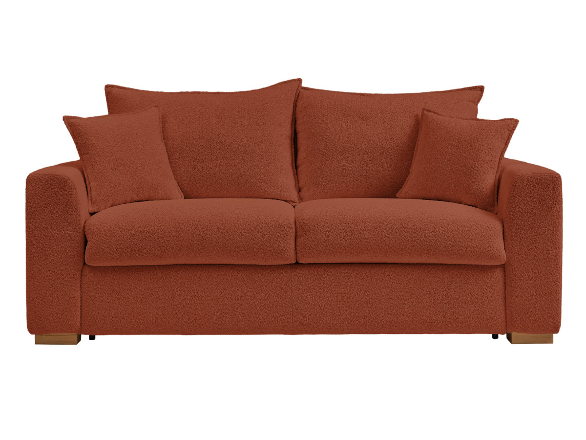 Canapé d'angle fixe EVEREST tissu chiné - Orange - Angle droit - 10 coussins