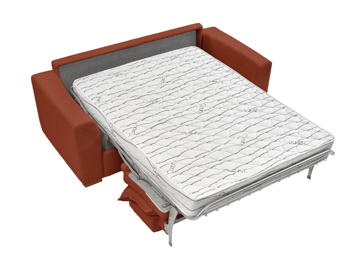 Canapé d'angle fixe EVEREST tissu chiné - Orange - Angle droit - 10 coussins