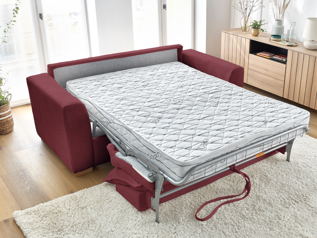 Canapé d'angle fixe EVEREST tissu chiné - Orange - Angle droit - 10 coussins