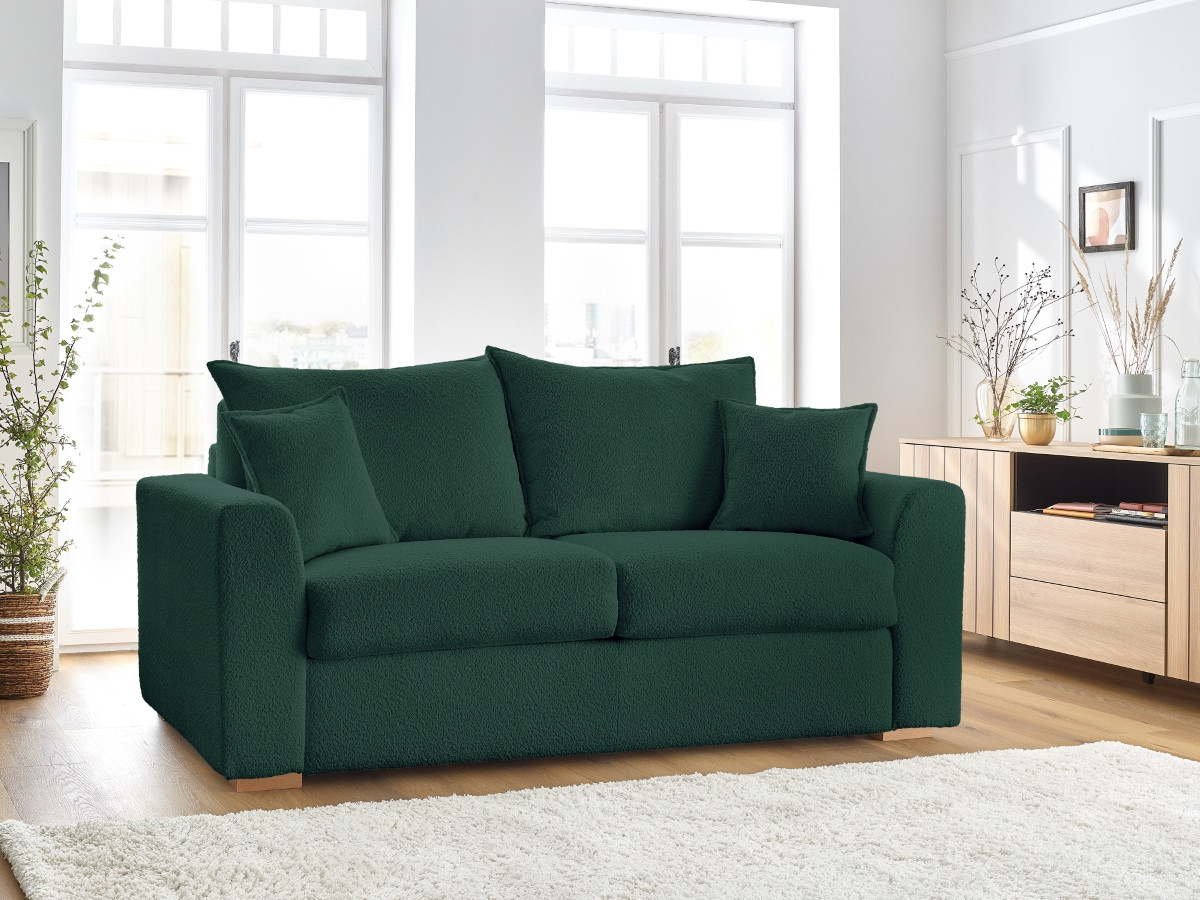 Canapé droit convertible AUGUSTIN bouclette vert — vue 5