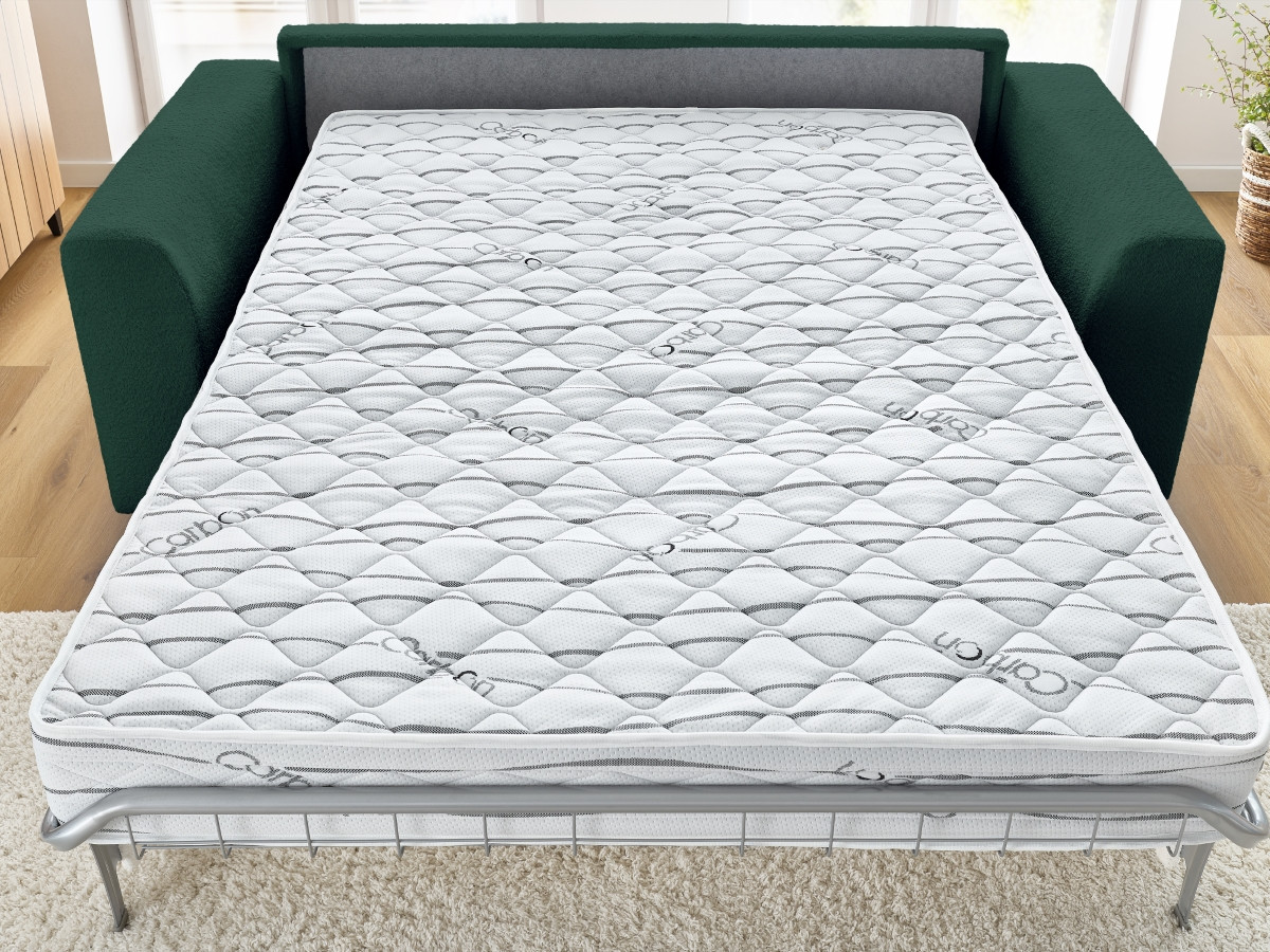 Canapé droit convertible ouverture express AUGUSTIN tissu bouclette