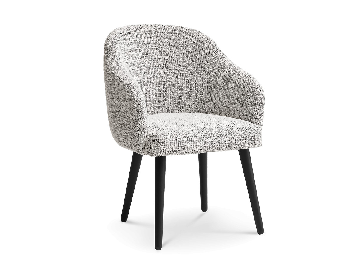 Chaise SOPHIE tissu chiné et pieds scandinaves noirs