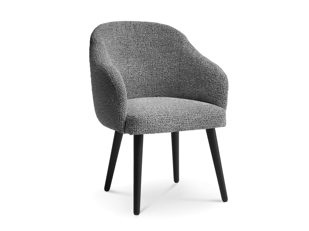 Chaise SOPHIE tissu chiné et pieds scandinaves noirs