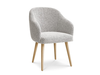 Chaise SOPHIE tissu chiné et pieds scandinaves bois