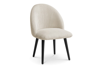 Chaise LALIE tissu velours côtelé et pieds scandinaves noirs