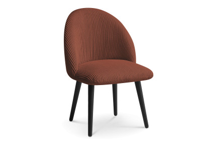 Chaise LALIE tissu velours côtelé et pieds scandinaves noirs
