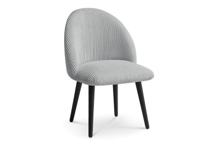 Chaise LALIE tissu velours côtelé et pieds scandinaves noirs