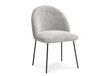 Chaise LALIE tissu chiné et pieds métal noir
