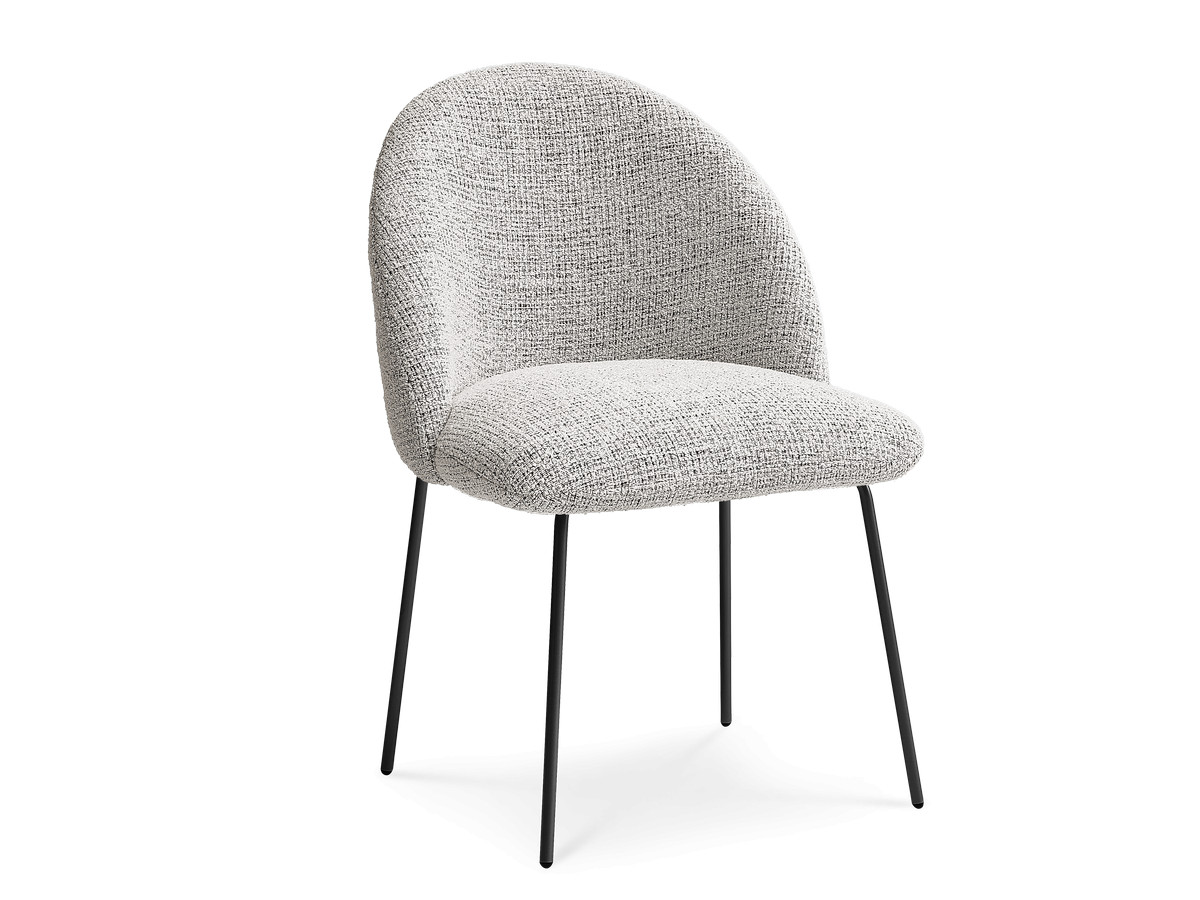 Chaise LALIE tissu chiné et pieds métal noir