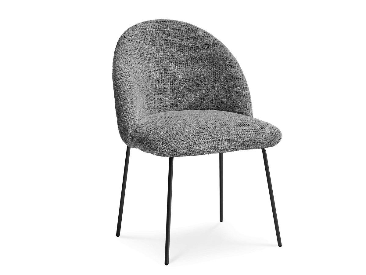 Chaise LALIE tissu chiné et pieds métal noir